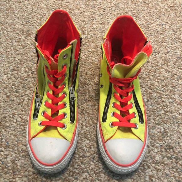 Converse Shoes - High top converse neon yellow
